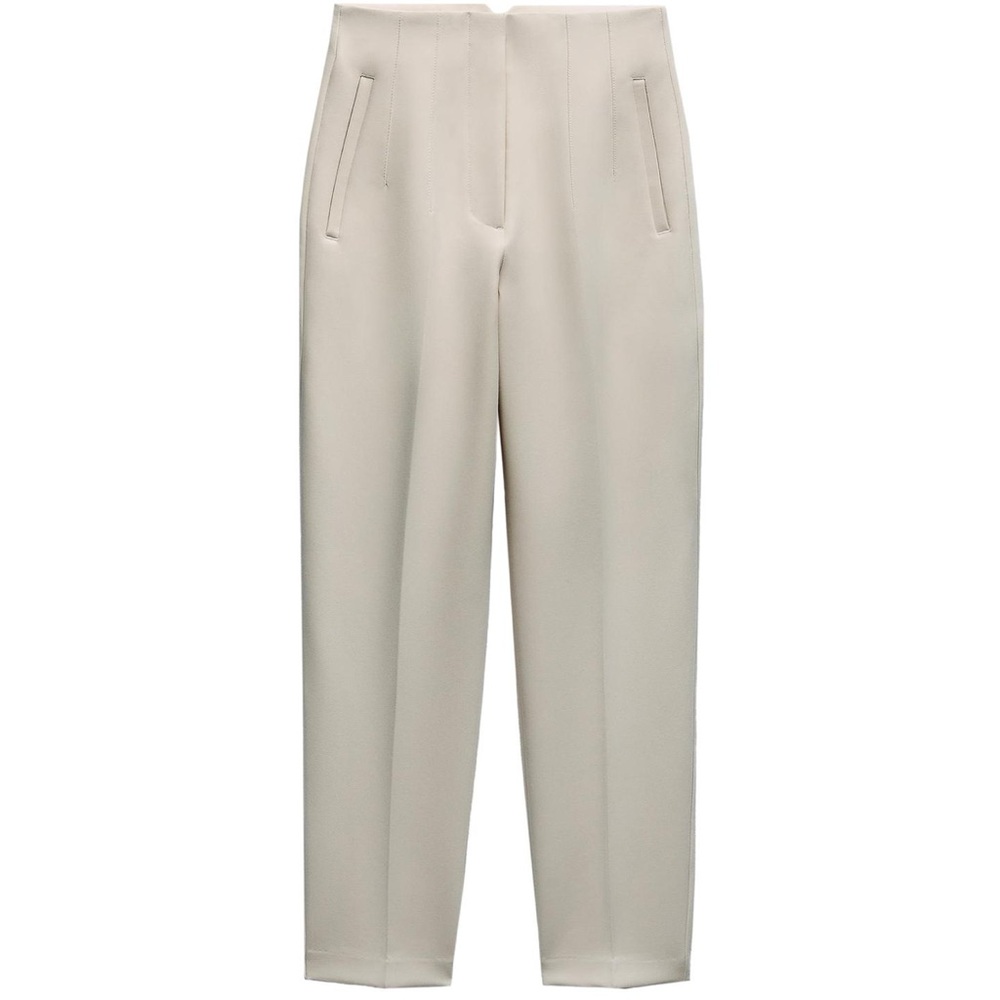 Zara Tailored High-Rise Cream Trousers